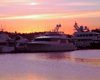 Sunset over the docks at Roche Harbor