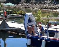 Ray and Nancy launching the dingy.